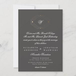 Invitation Mariage d'or au charbon de charbon géométrique sim