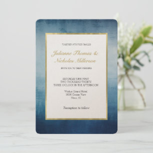 Invitation Mariage d'or bleu blanc
