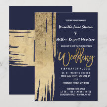 Mariage d'or de la marine moderne Blue Gold Simple