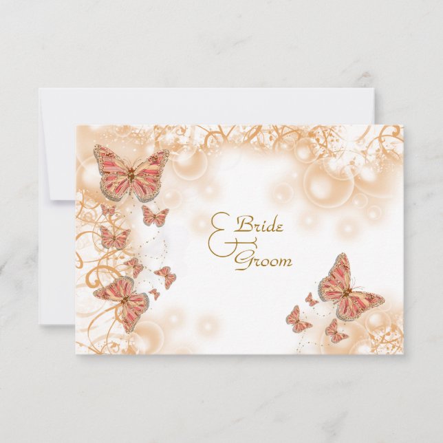 Invitation Mariage d'or de pêche de corail fiançailles annive (Devant)