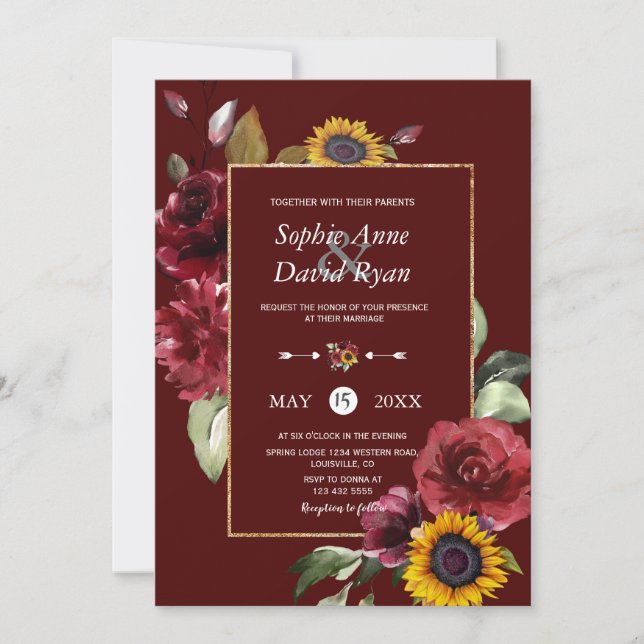 Invitation Mariage d'or du tournesol royal de Bourgogne (Devant)