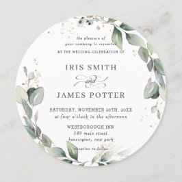 Invitation Mariage d'or en fonte feuillu de verdure rustique