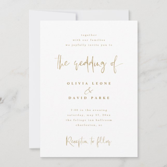 Invitation Mariage d'or Faux moderne (Devant)