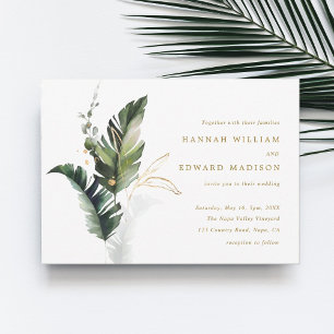 Invitation Mariage d'or Feuille tropical