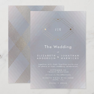 Invitation Mariage d'or géométrique moderne gris simple