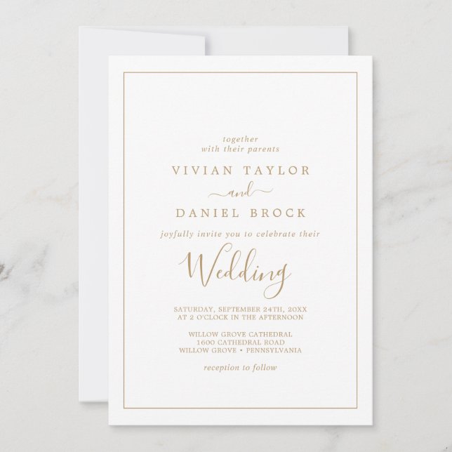 Invitation Mariage d'or minimaliste (Devant)