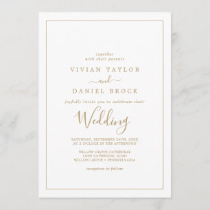 Invitation Mariage d'or minimaliste