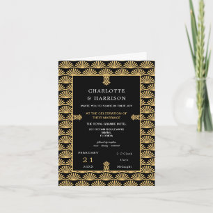 Invitation Mariage d'or noir Art déco