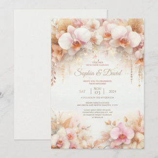 Invitation Mariage d'orchidées pastel Watercolor