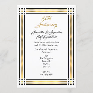 Invitation mariage doré à la frontière noire et or