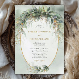 Invitation Mariage doré boho eucalyptus tendance