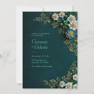 Invitation Mariage doré ivoire émeraude