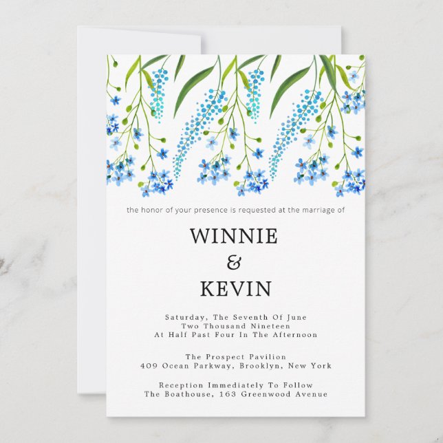 Invitation Mariage d'oublier-moi-non (Devant)