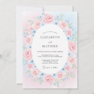 Invitation Mariage Douce Azur Pétale de Teint Rose