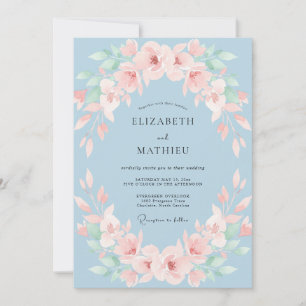 Invitation Mariage Douce Fleur Bleue Poussiéreuse
