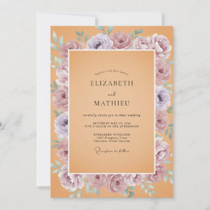 Invitation Mariage Douce Mauve Abricot Pivoine