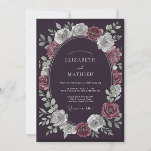 Invitation Mariage dramatique d'aubergine de minuit