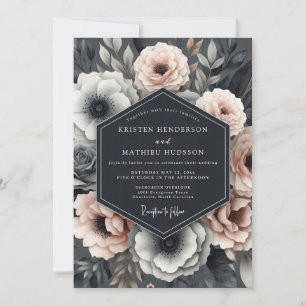 Invitation Mariage Dramatique Flora Blush Slate