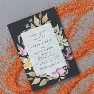 Invitation Mariage Dramatique noir blanc aquarelle