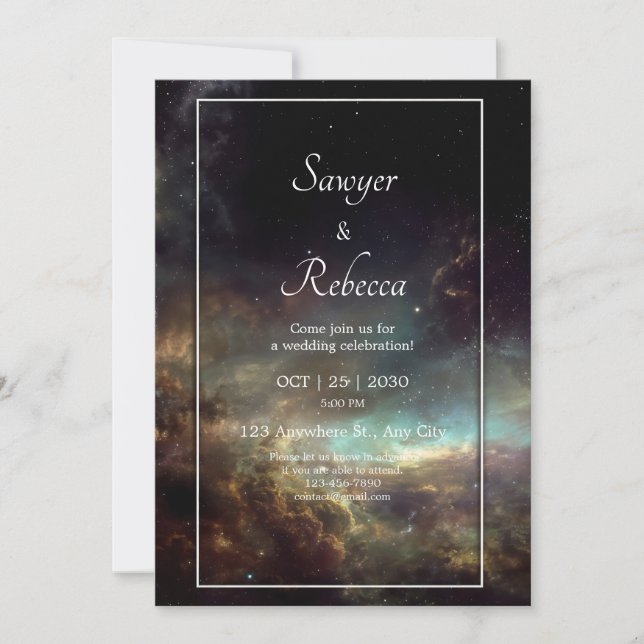 Invitation Mariage dramatique sous une nuit étoilée avec nébu (Devant)