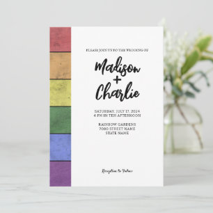 Invitation Mariage drapeau LGBT orgueil Vintage Script typogr