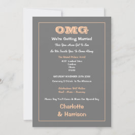 Invitation Mariage drôle gris pêche informel