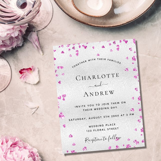 Invitation Mariage du budget de la fuchsia argent (Créateur téléchargé)
