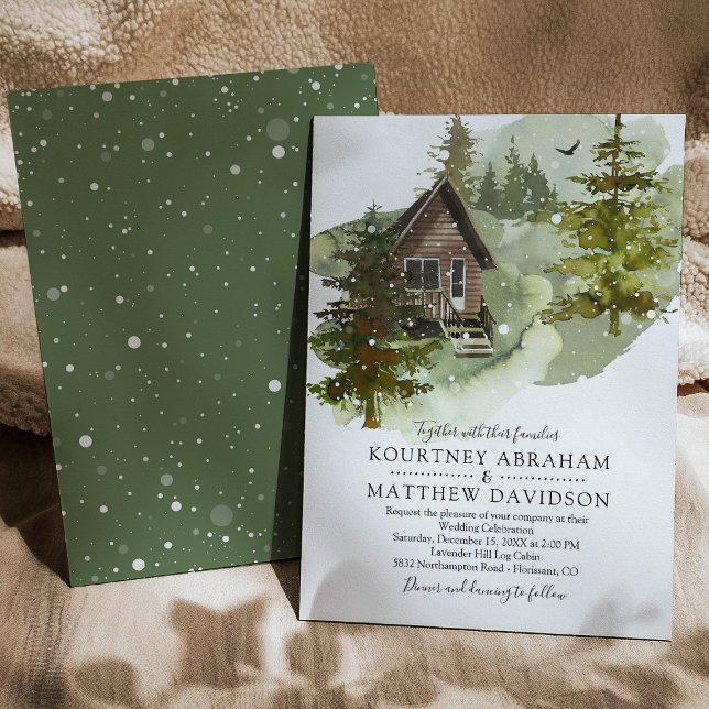 Invitation Mariage du Cabine de bois rustique d'hiver (Créateur téléchargé)