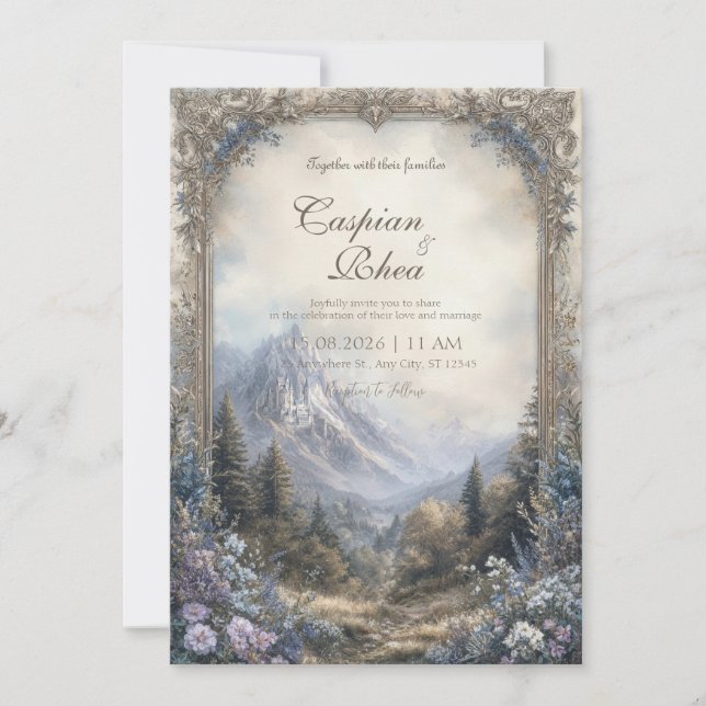 Invitation Mariage du château de la forêt de Fairytale (Devant)