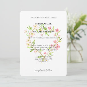 Invitation Mariage du coeur de fleurs de Dogwood blanc rose