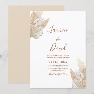 Invitation Mariage du désert Pampas Grass