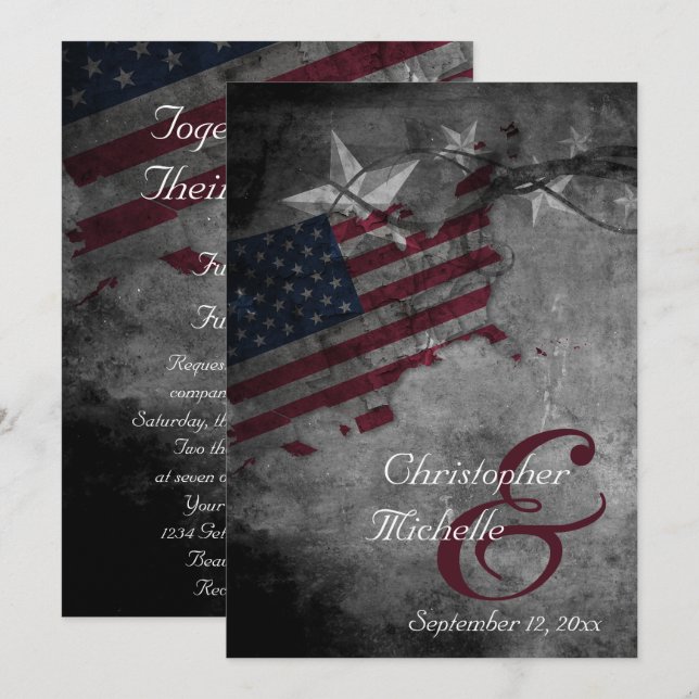 Invitation Mariage du drapeau américain patriotique (Devant / Derrière)