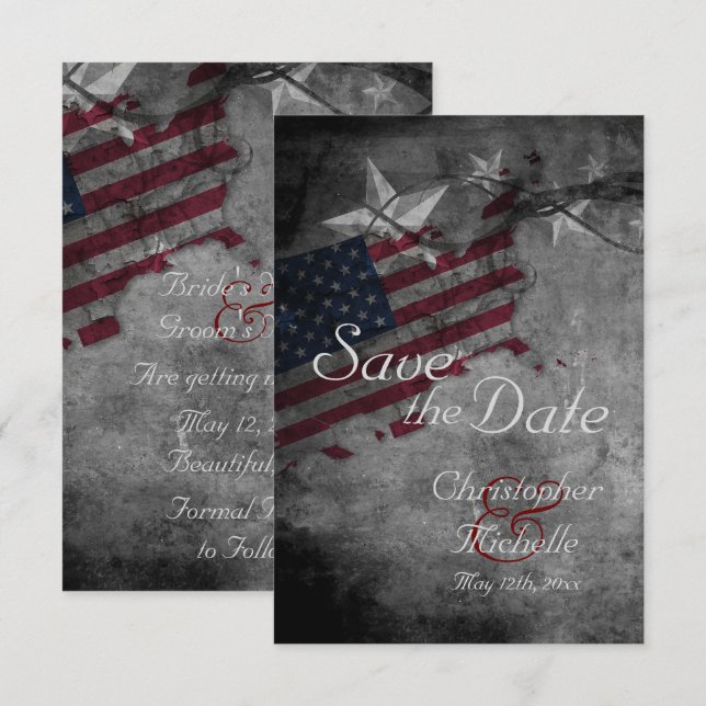 Invitation Mariage du drapeau patriotique américain Enregistr (Devant / Derrière)