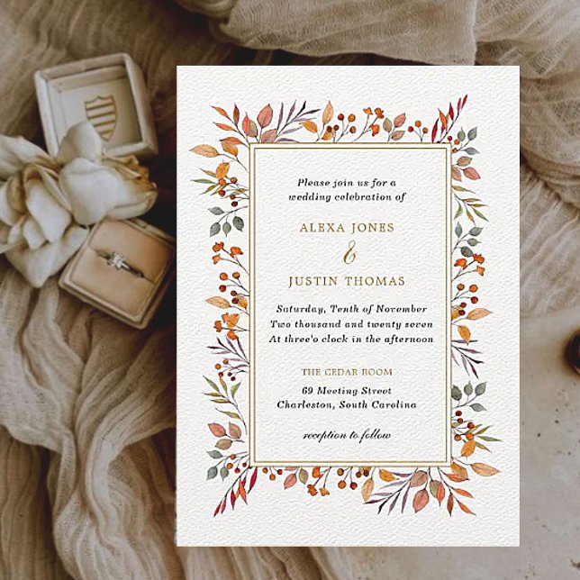 Invitation Mariage du feuillage d'automne botanique (Créateur téléchargé)