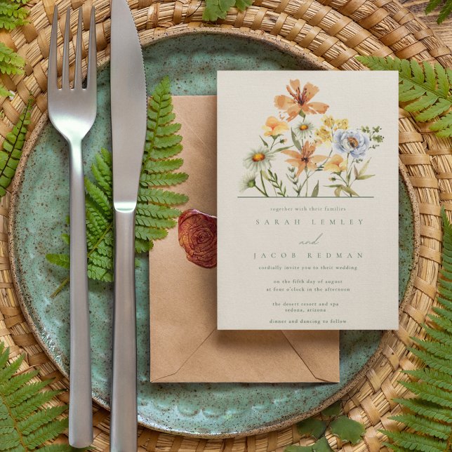 Invitation Mariage du jardin botanique fleur sauvage (Créateur téléchargé)