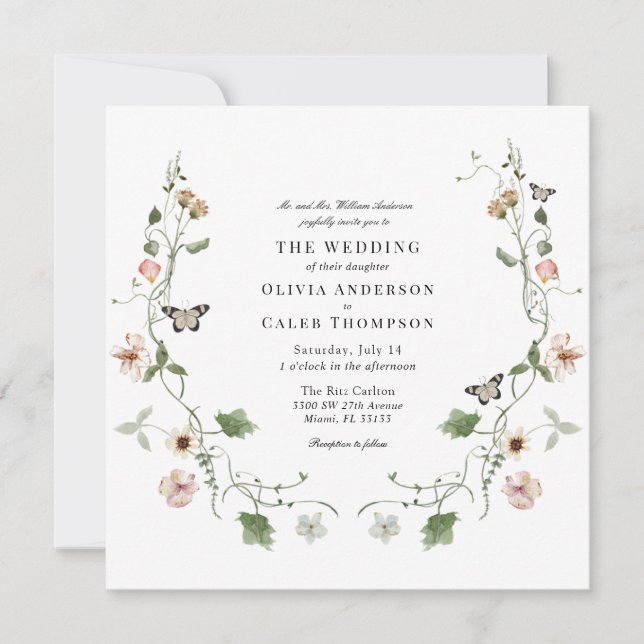 Invitation Mariage du jardin de Fairytale Floral (Devant)
