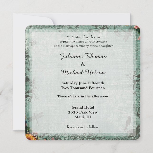 Invitation Mariage du jardin de libellules (Devant)