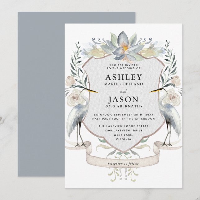 Invitation Mariage du lac inspiré par la nature sauvage (Devant / Derrière)