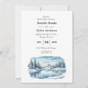 Invitation Mariage du lac Snowy Mountain Winter Lake