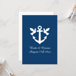 Invitation Mariage du logo de l'ancre marine bleu et blanc