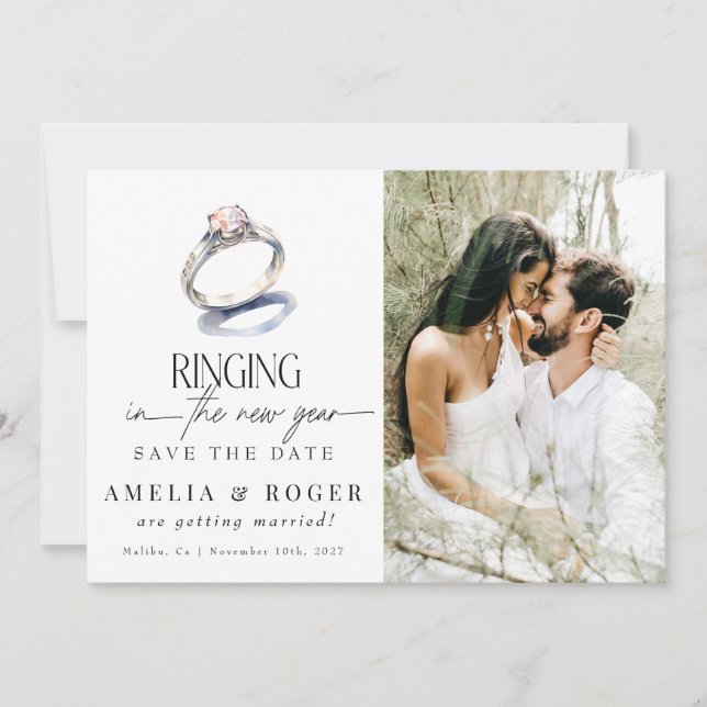 Invitation Mariage du Nouvel An | Enregistrer la photo de la  (Devant)