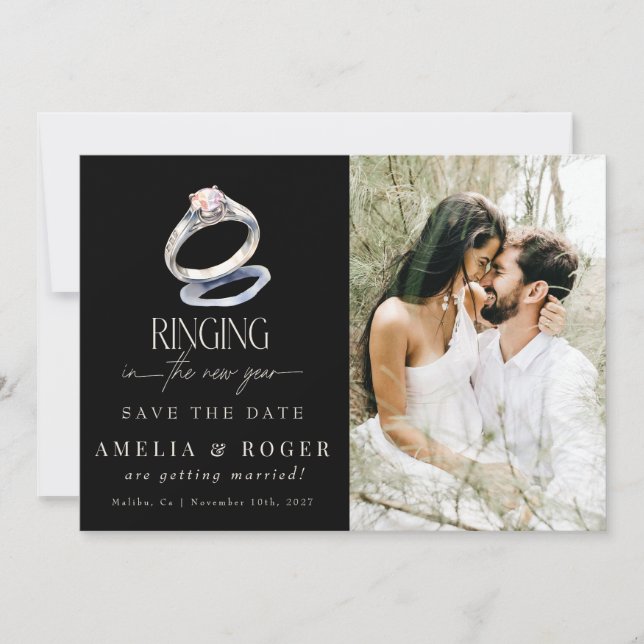 Invitation Mariage du Nouvel An | Enregistrer la photo de la  (Devant)