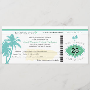 Invitation Mariage du Palm Tree Porto Rico Boarding Pass
