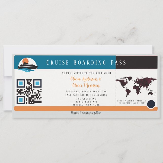 Invitation Mariage du Pass d'embarquement de croisière Burgun (Devant)