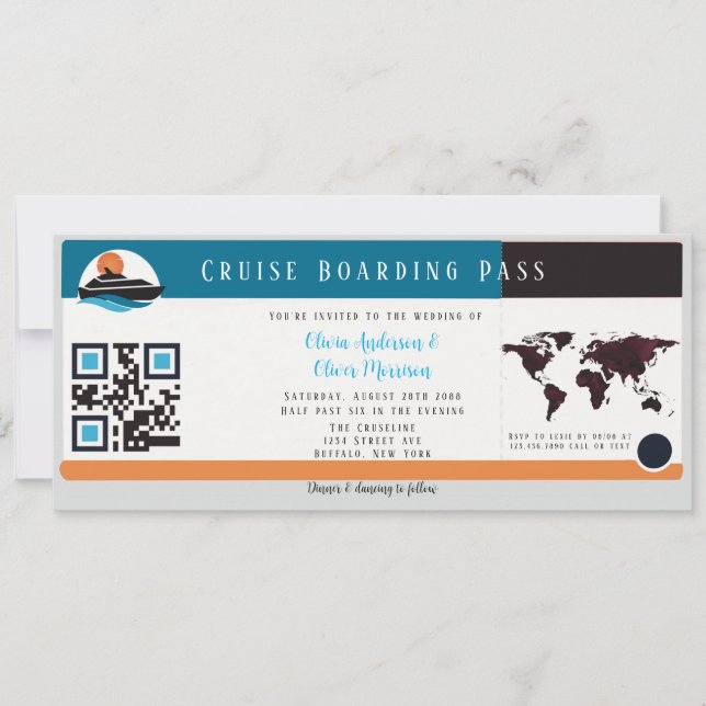 Invitation Mariage du Pass d'embarquement de croisière Burgun (Devant)