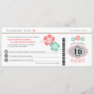 Invitation Mariage du Passe d'embarquement Oahu Hawaii