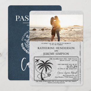 Invitation Mariage du passeport bleu de la Marine Cancun