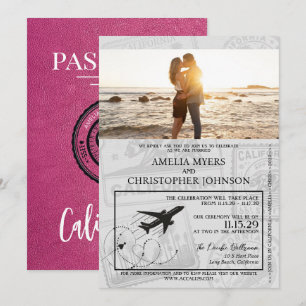 Invitation Mariage du passeport de Magenta California