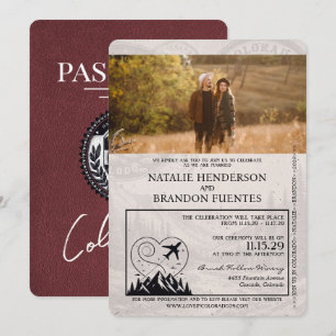 Invitation Mariage du passeport du Colorado de Bourgogne