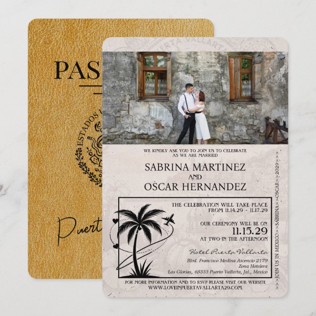 Invitation Mariage du passeport Gold Puerta Vallarta (Devant / Derrière)